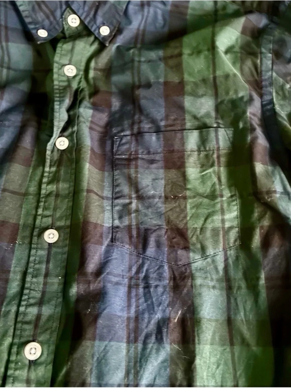 J. Crew Men's Blue and Green Plaid Button-Down Shirt